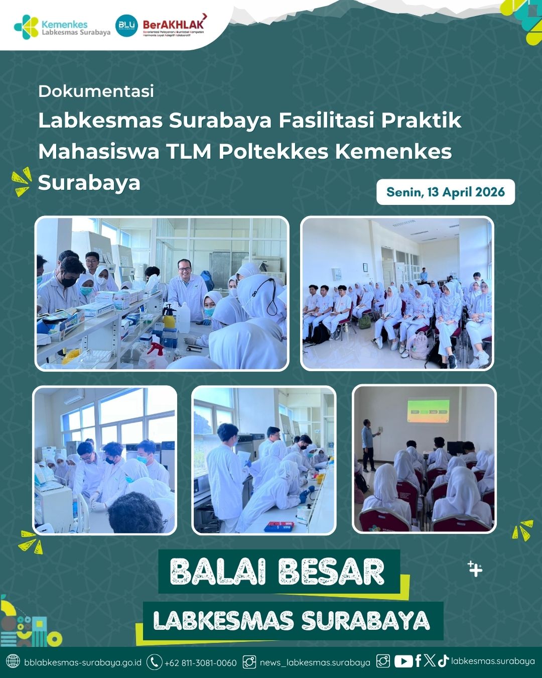 Labkesmas Surabaya Fasilitasi Praktik Mahasiswa TLM Poltekkes Kemenkes Surabaya